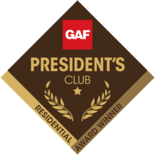 gaf-presidents-club-award pro roofing and siding gaf presidents club award