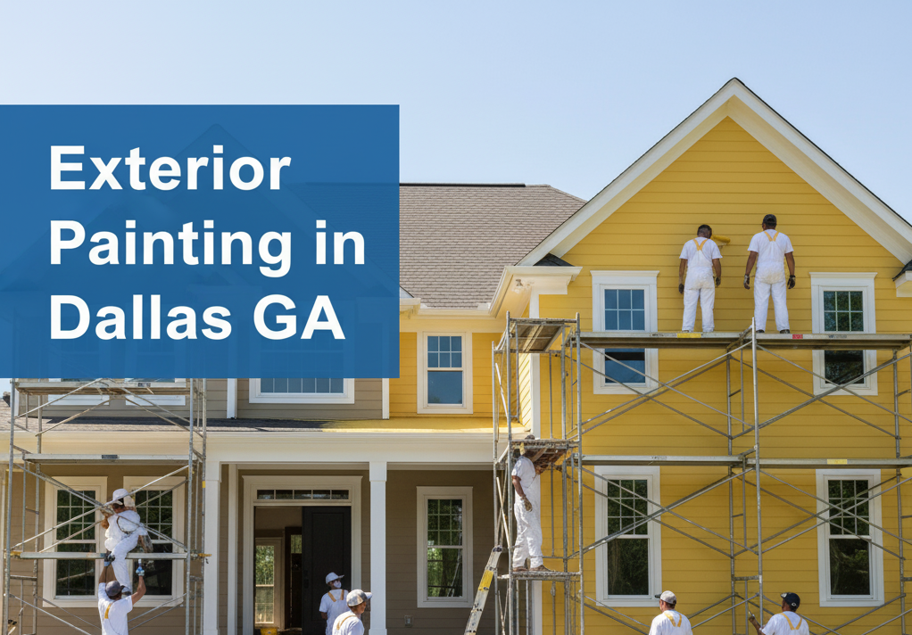 Commercial exterior painting contractor Atlanta industrial buildings - professional crew applying coatings to manufacturing facility